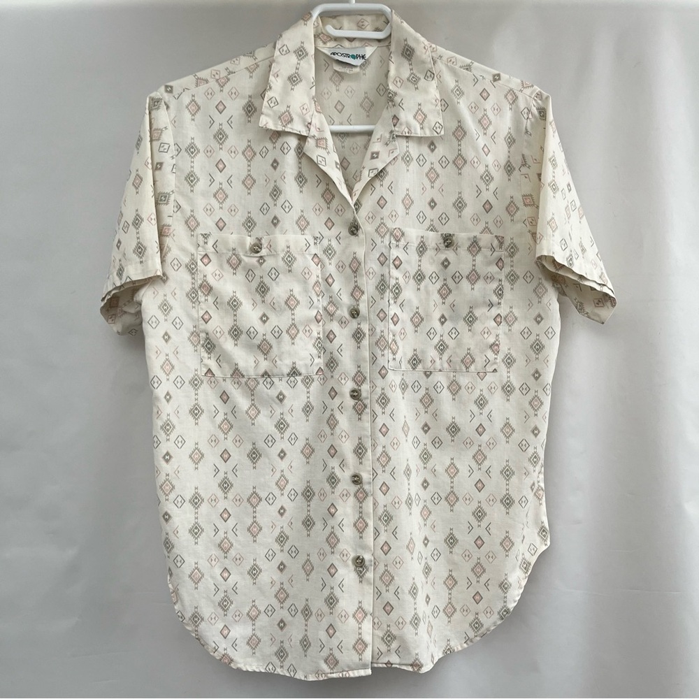Vintage 1970s Apostrophe Made In USA  - Aztec Western Blouse Shirt Women's S